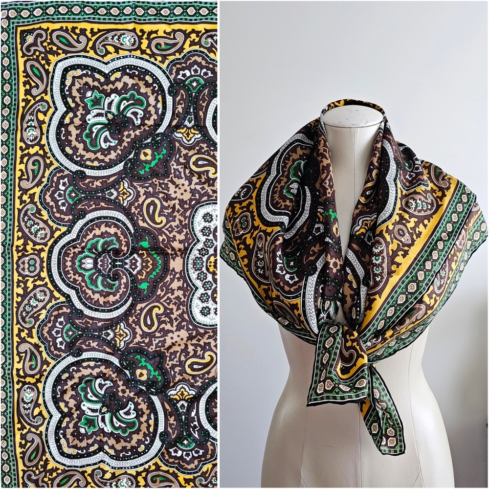Talbots 100% Silk Elegant Paisley Square Bandana 34" Multicolor Scarf 2012